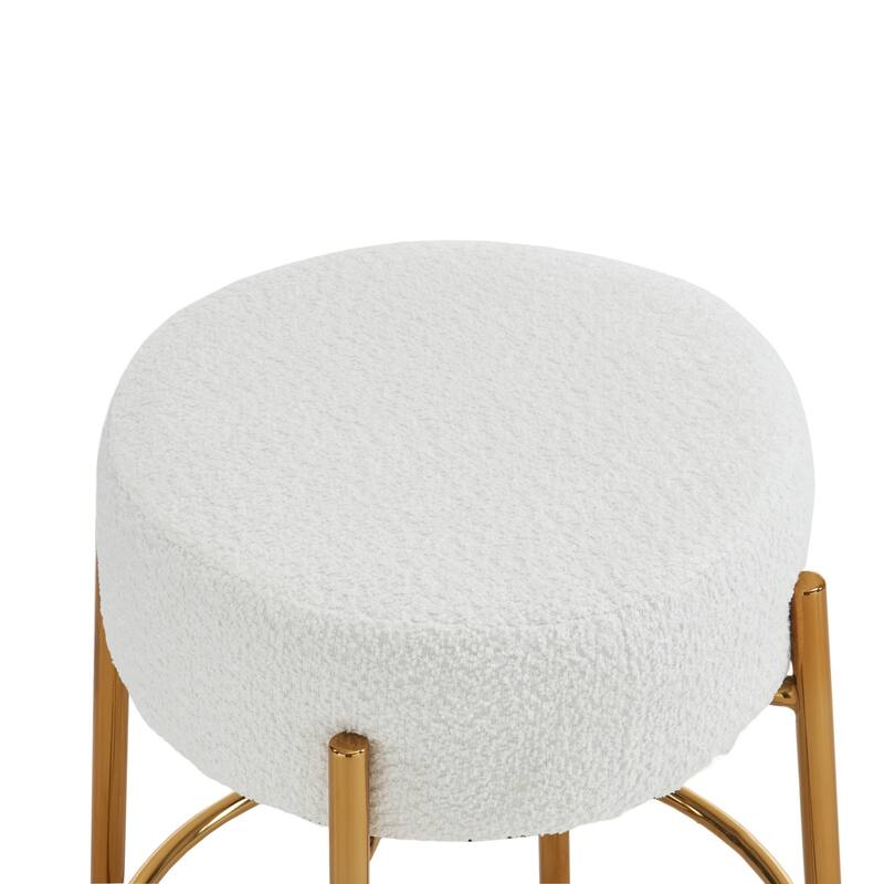 Round Bar Stools Set of 2, Upholstered Kitchen Stools with Metal Base, Counter Height Bar Stools with Backless