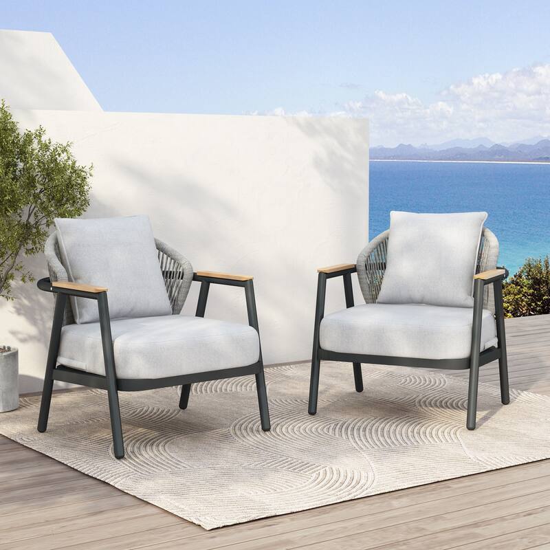 Christopher Knight Home - Orla Outdoor Rope Club Chair with Textured Taupe Cushion