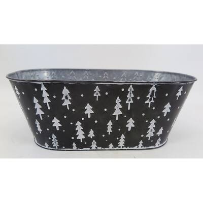 Black With White Trees Planter