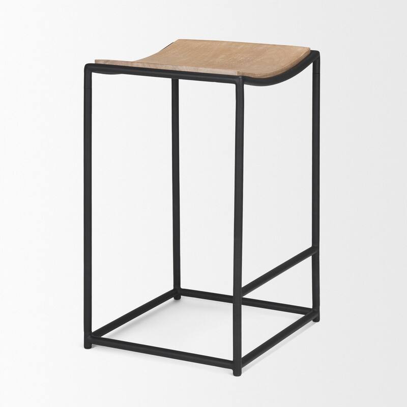 Taniel Light Brown Wood w/ Black Metal Counter Stool - 18.0L x 16.0W x 27.3H