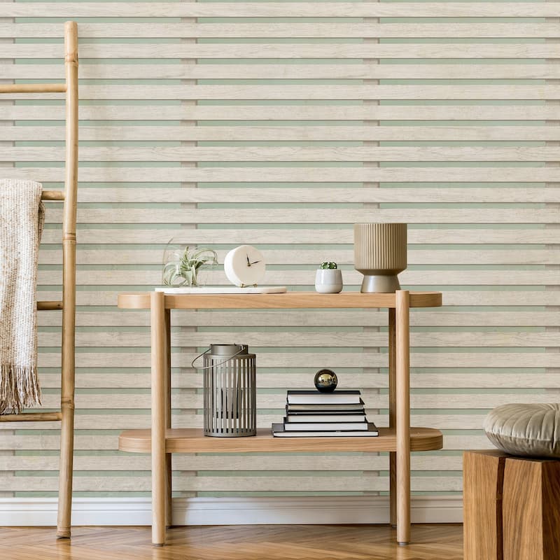 Fine Decor Marlow Sage Wood Slats Wallpaper