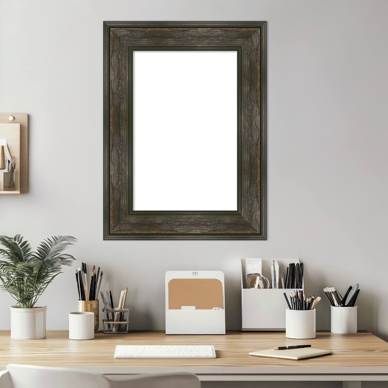 Amanti Art Rail Rustic Char Framed Dry Erase Magnetic Board
