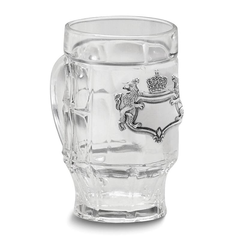 Curata Pewter Engravable Royal Crest 17 Ounce Glass Mug