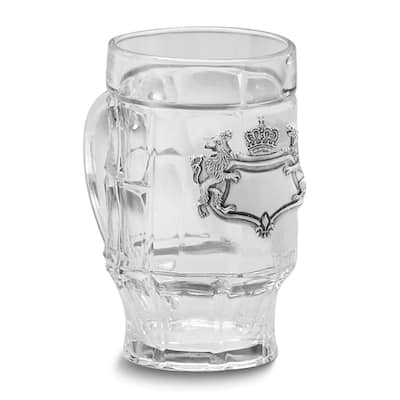 Curata Pewter Engravable Royal Crest 17 Ounce Glass Mug