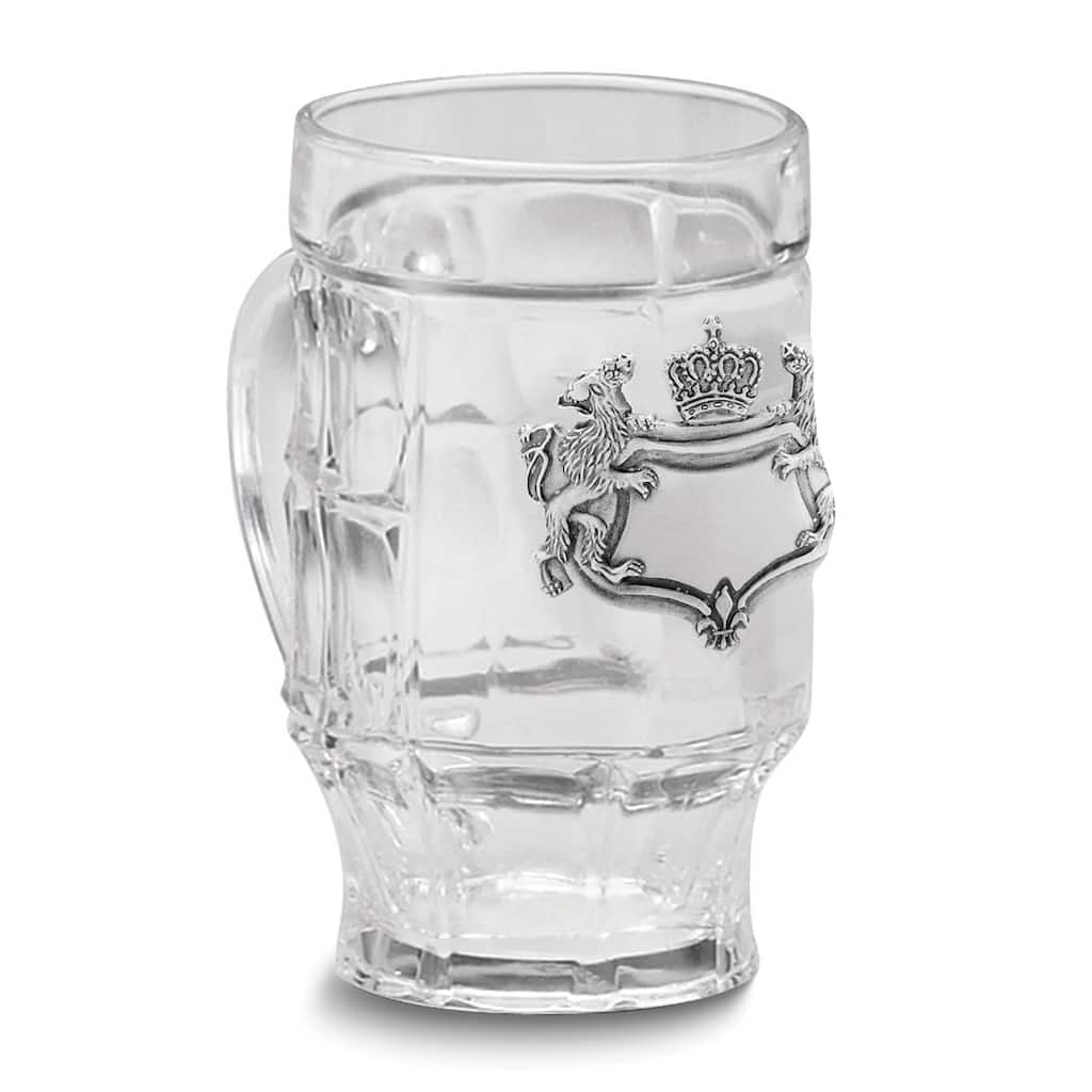 Curata Pewter Engravable Royal Crest 17 Ounce Glass Mug