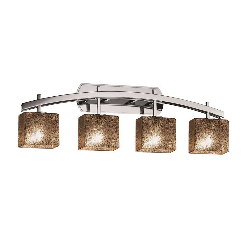 Justice Design Fusion Archway 4-light Polished Chrome Bath Bar, Mercury Rectangle Shade - Polished Chrome, Mercury Glass