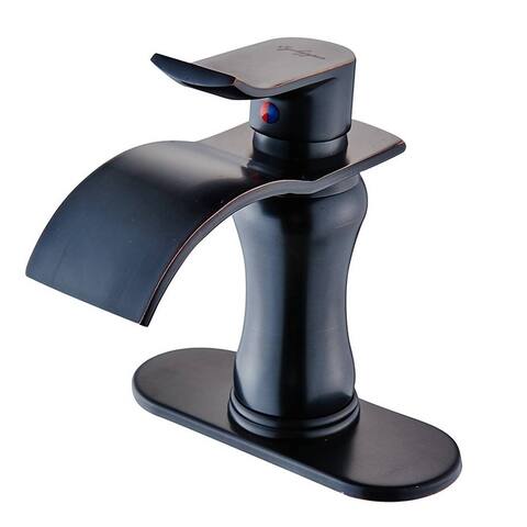 Waterfall Bathroom Faucet Single Handle Bathroom Sink Faucets One Hole Basin Vanity Taps With Deck Plate And Valve