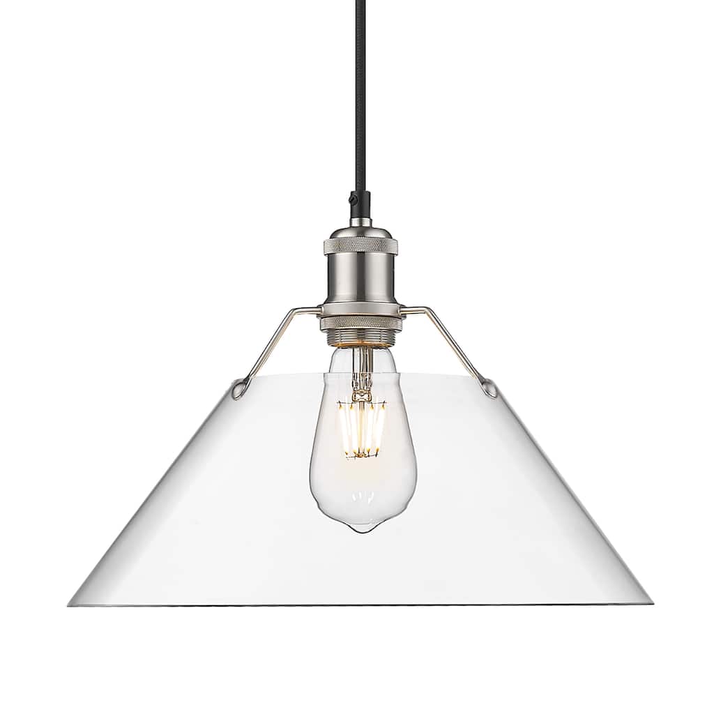 Yep by Golden Lighting Orwell 1-light 14in Pendant in Pewter and Clear Glass - Silver