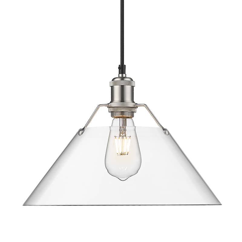 Yep by Golden Lighting Orwell 1-light 14in Pendant in Pewter and Clear Glass - Silver