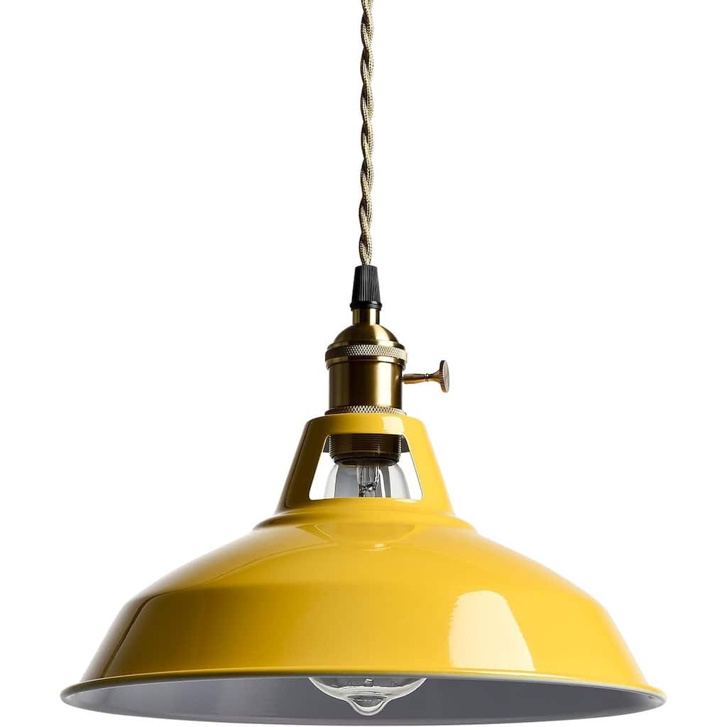Adjustable pendant light yellow hanging light metal dining light