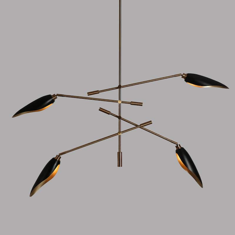Modern Multi-Light Large Black Gold Sputnik Chandelier Metal Pendant Lights for Dining Room