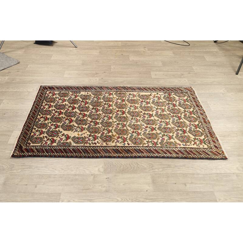 Geometric Traditional Sirjan Persian Area Rug Hand-knotted Wool Carpet - 3'2" x 5'5"