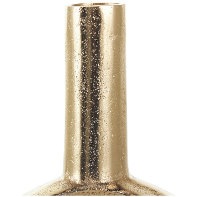 Aluminum Metal Geometric Circular Decorative Vase with Linear Etchings - Gold or Silver - Roche River Decor