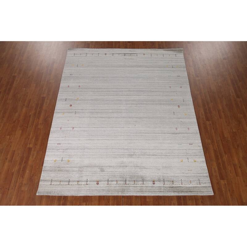 Handmade Gabbeh Indian Area Rug Hand-Knotted Wool Carpet - 8'0"x 9'11"