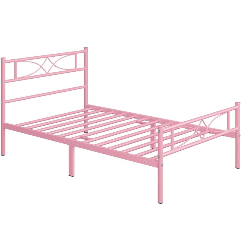 Yaheetech Simple Metal Platform Bed Frame with Curved Design Headboard and Footboard