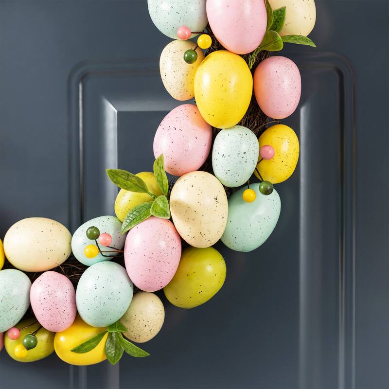 Glitzhome 18"D Easter Eggs Wreath for Front Door Wall Decoration