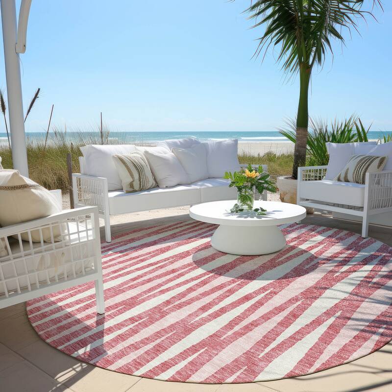Machine Washable Indoor/ Outdoor Chantille Mosaic Contemporary Rug - Blush - 8' x 8'