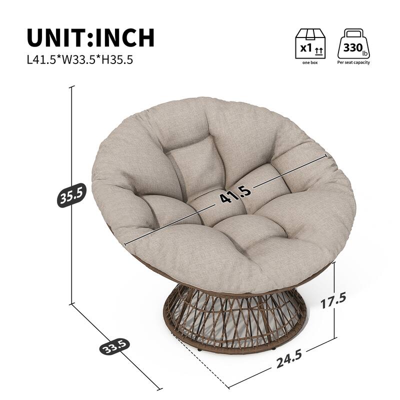 Ergonomic Wicker Chair with Thick Cushion and 360-Degree Swivel for Ultimate Comfort and Style