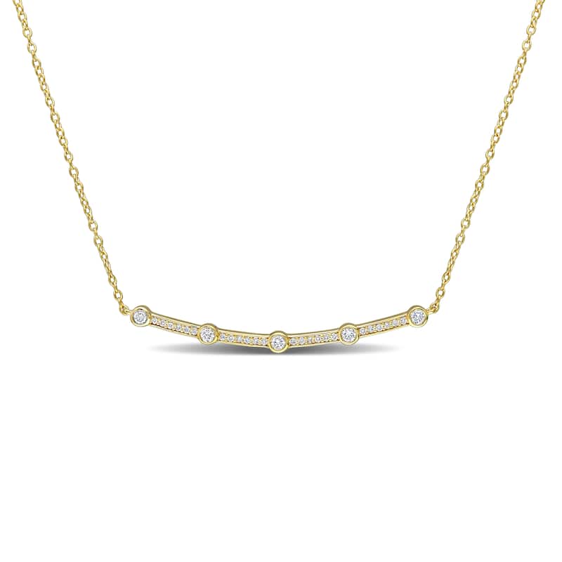 1/3ct TDW Lab-Grown Diamond Bar Pendant with Chain in 18k Yellow Micron Silver