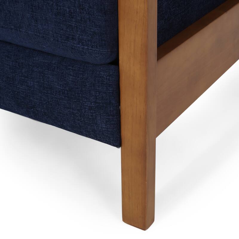 Roomfitters Fabric Wood Hand Manual Club Recliner, Comfortable Recliner for Living Room, Navy Blue