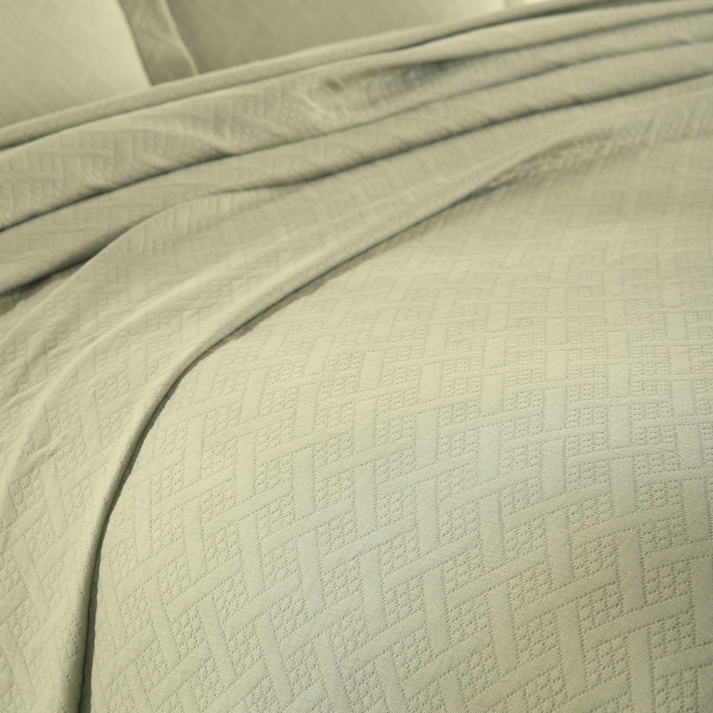 Superior Basketweave Cotton Decorative Bedspread Set