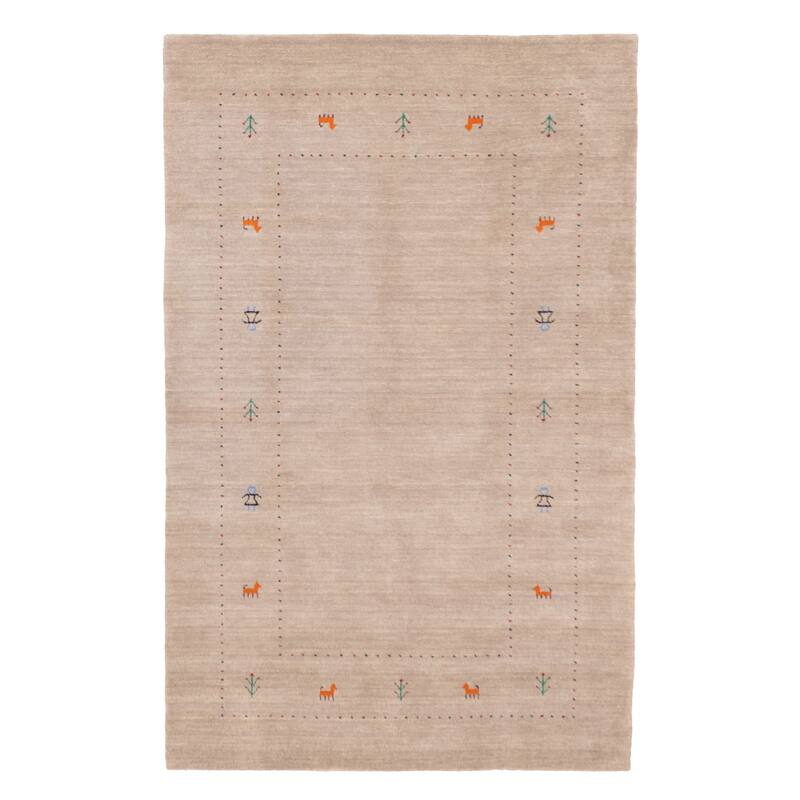 ECARPETGALLERY Hand Loomed Kashkuli Gabbeh Light Grey Wool Rug - 5'0 x 8'0
