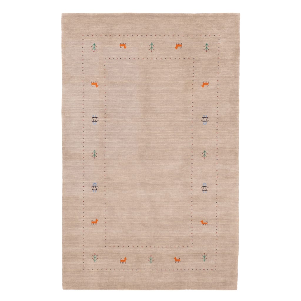 ECARPETGALLERY Hand Loomed Kashkuli Gabbeh Light Grey Wool Rug - 5'0 x 8'0