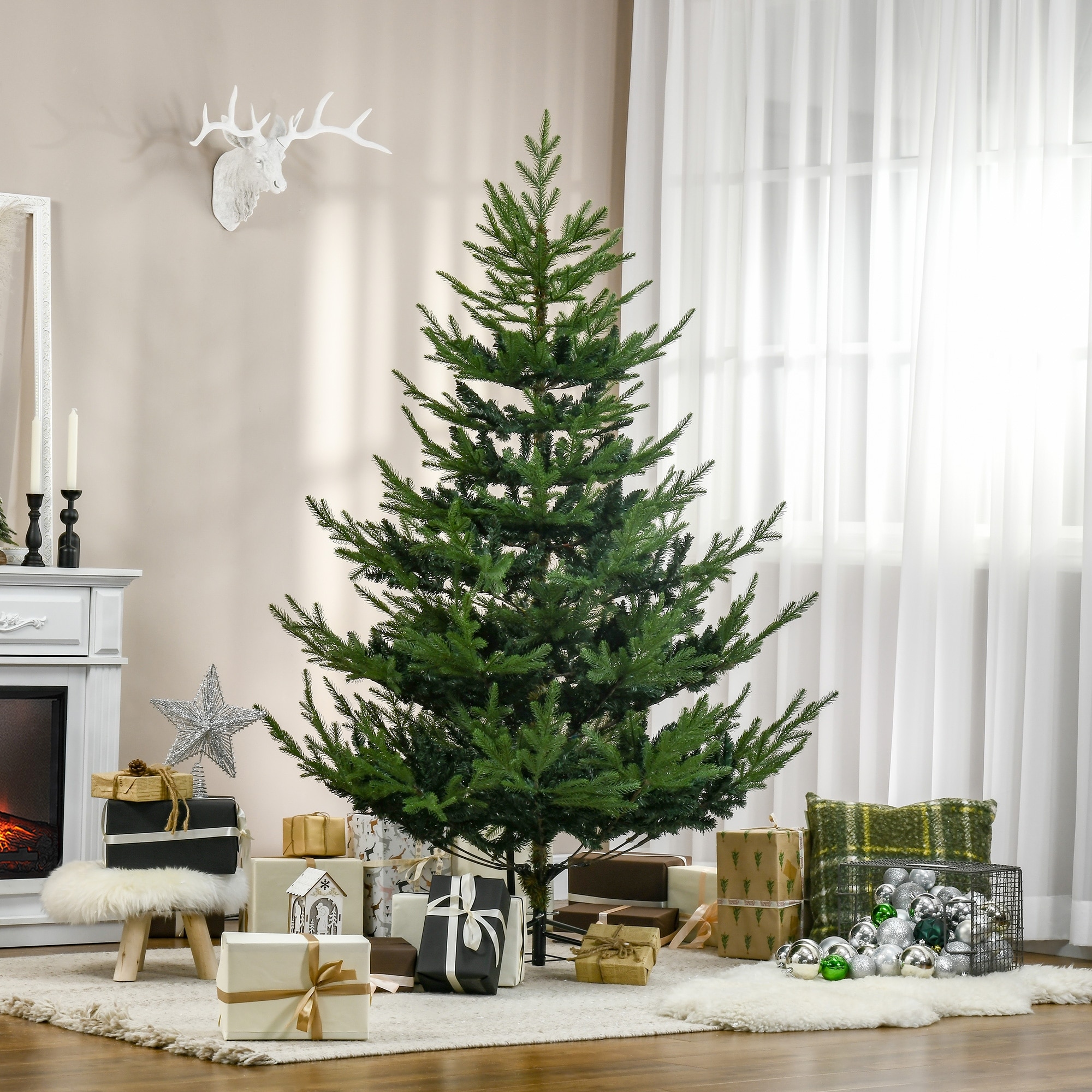 HOMCOM 6 ft. Artificial Unlit Christmas Tree with Stand - 5.89 ft