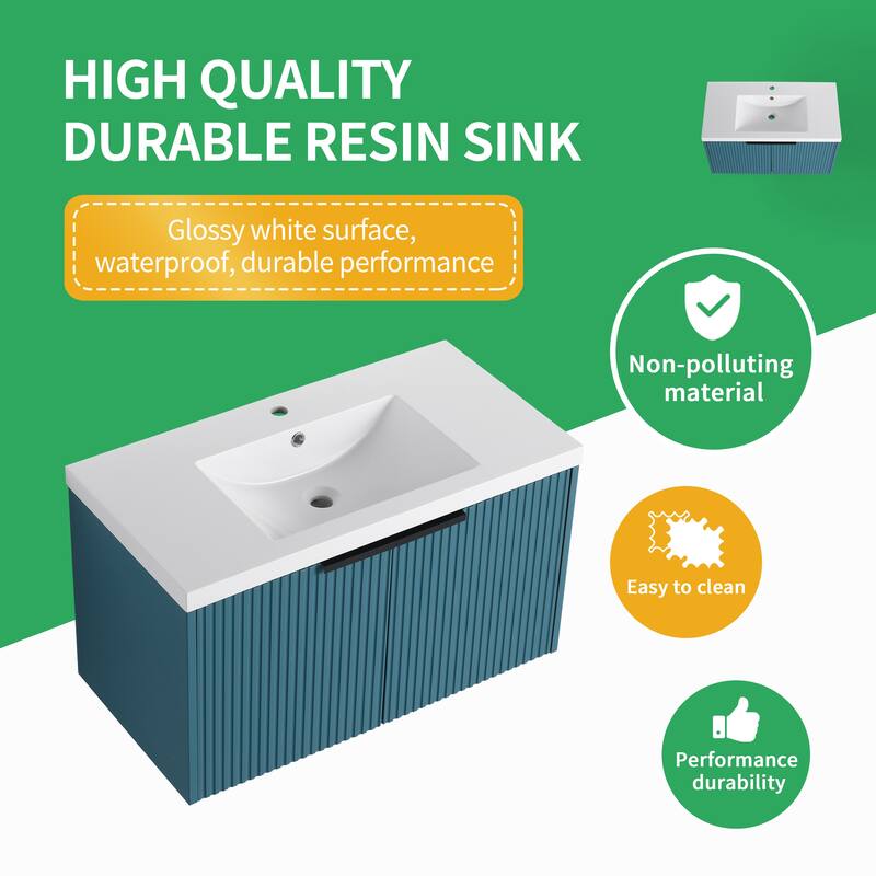 BNK 36''/48'' Single Bathroom Vanity With Sink, Floating Bathroom Vanity with Soft Close Door