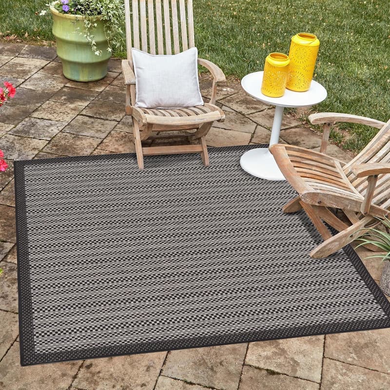 Outdoor Dimension Collection Area Rug - Gray - 6' Square