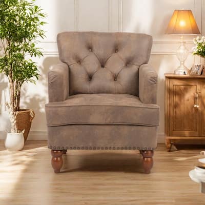 Suede Upholstered Club Chair with Hardwood Frame