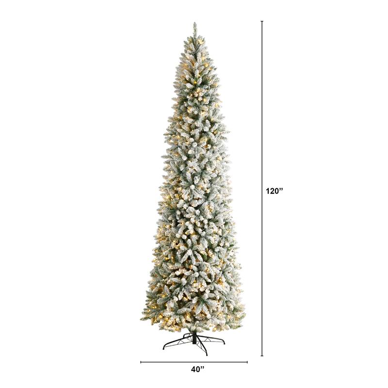 Slim Flocked 10-foot Montreal Fir Pre-lit Christmas Tree - 120