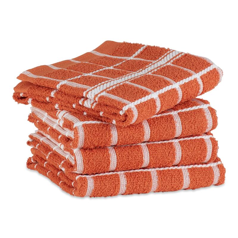 DII Solid Honey Gold Windowpane Terry Dishtowel 4 Piece