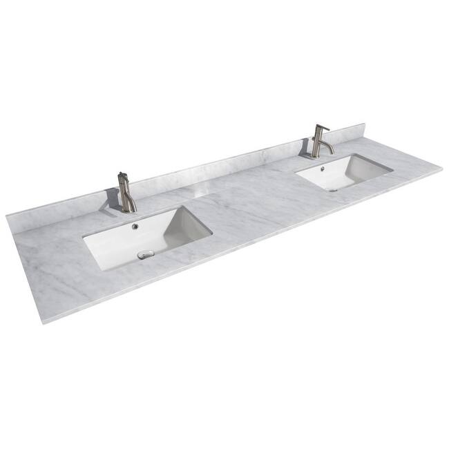 Wyndham Collection 80" Double Vanity Top with Undermount Rectangular - White Carrara Marble - Painted