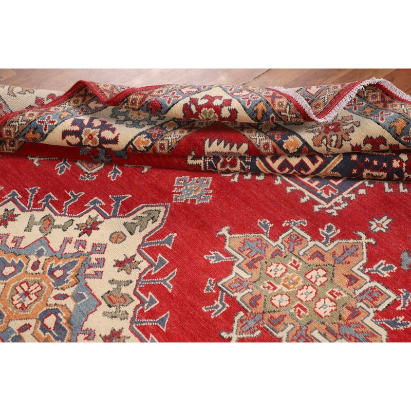 Red Kazak Oriental Area Rug Handmade Traditional Bedroom Wool Carpet - 6'6" x 9'9"