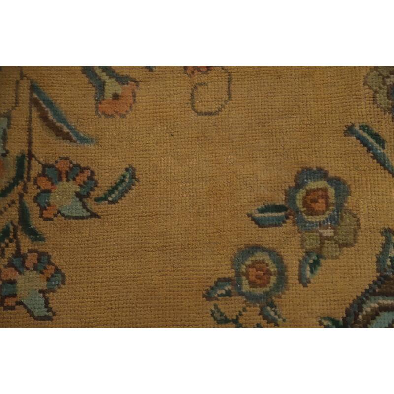 Hand Knotted Oriental 100% Wool Carpet Traditional Floral Yellow & Gold Tabriz Area Rug - 12' 10'' X 9' 10''