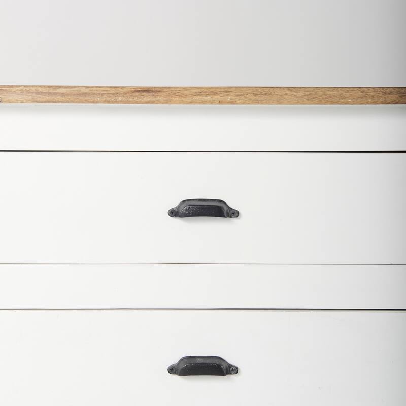 Bourchier White w/Black Trim & Medium Brown Top Solid Wood Sideboard - 75.0L x 20.8W x 34.3H