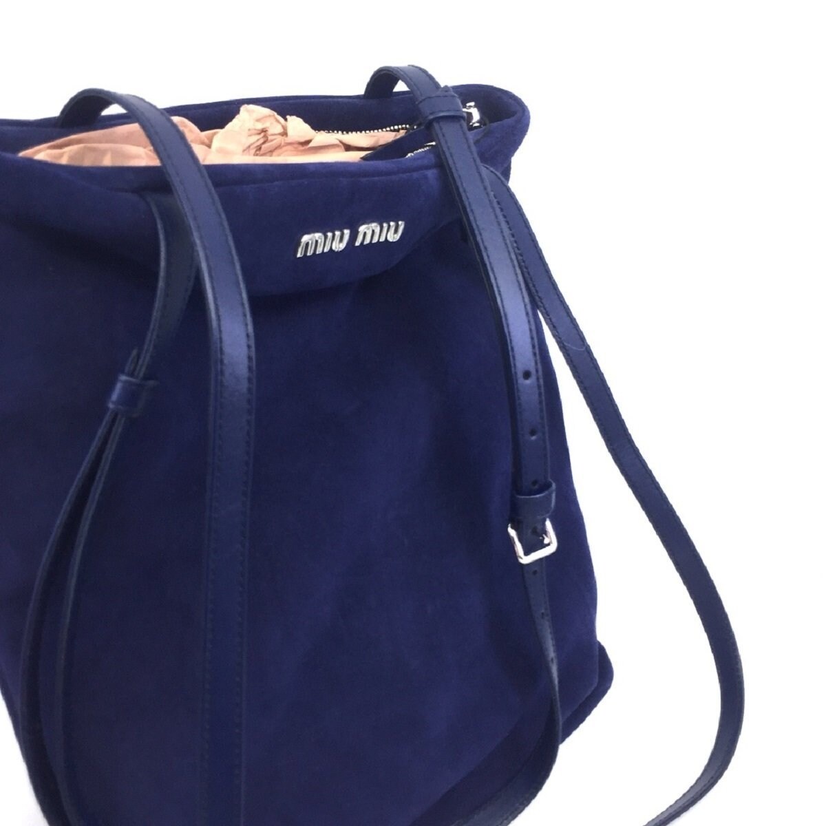 navy suede shoulder bag