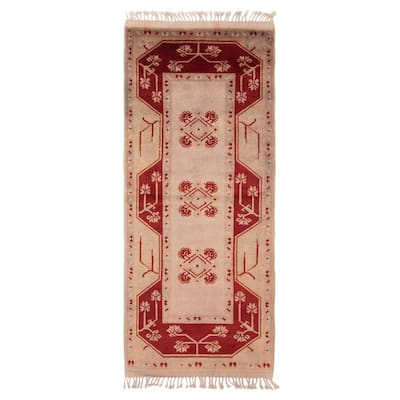 ECARPETGALLERY Hand-knotted Color Transition Grey Wool Rug - 2'9 x 6'4