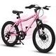 preview thumbnail 1 of 6, 20-Inch Kids Mountain Bike with 7-Speed, Front Suspension, Disc & V-Brakes, for Ages 8-12, Ergonomic Steel Frame - Pink Pink