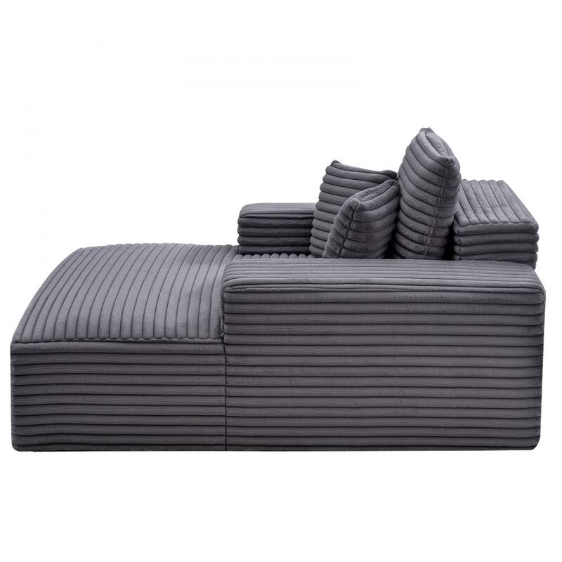 Faux Fur Chaise Lounge with Ergonomic Design, Pocket Springs and Pillows