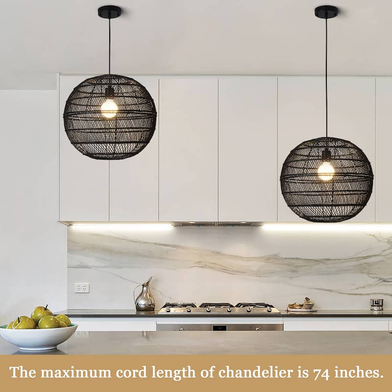 Hand-woven Rattan Pendant Light for - W17.9' X H 16.14' - N/A