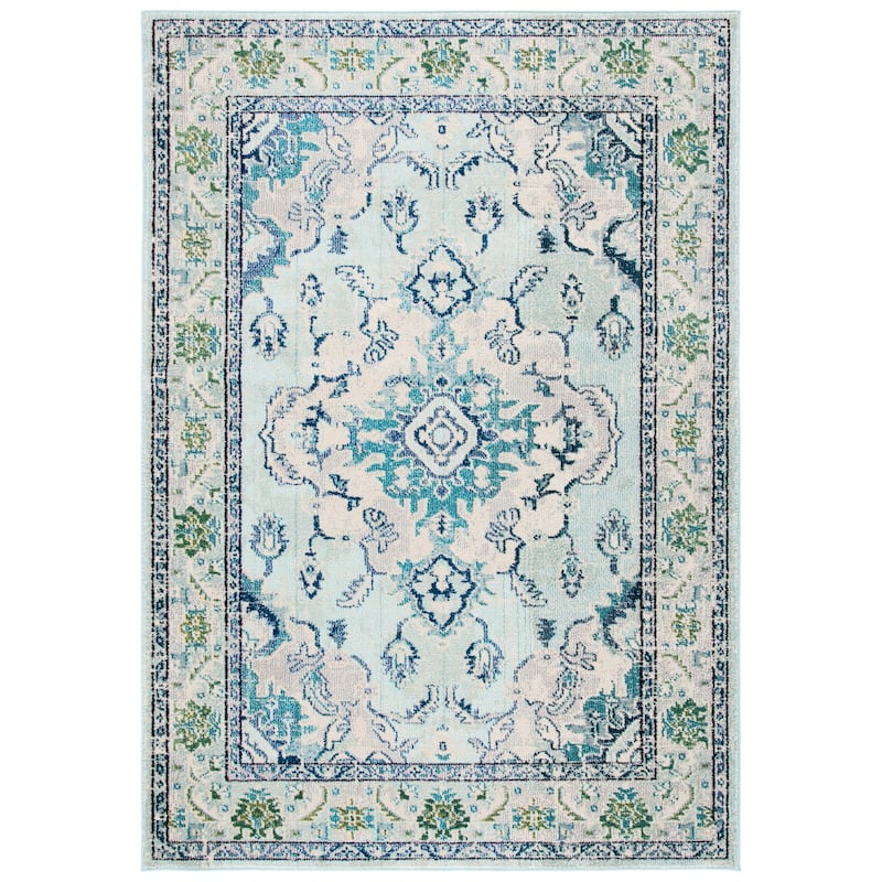 SAFAVIEH Monaco Oceane Boho Medallion Distressed Area Rug - 9' x 12' - Light Blue/Ivory