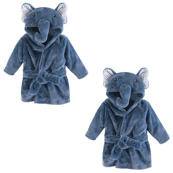 slide 1 of 1, Little Treasure Infant Boy Plush Bathrobe, Chevron Elephant, 0-9 Months - Chevron Elephant 2-Piece - 0-9 Months 0-9 Months - Chevron Elephant 2-Piece