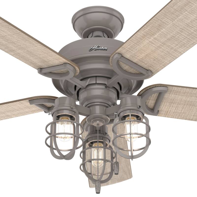 Hunter 52" Starklake Outdoor Ceiling Fan with LED Light Kit, Pull Chain, Damp Rated, Industrial, Farmhouse, Rustic