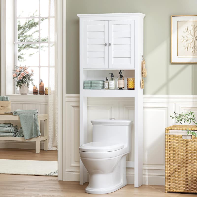 COSTARS Space-Saving Over-the-Toilet Storage Cabinet with Adjustable Shelf, White