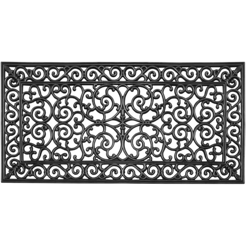 A1HC First Impression Natural Rubber Durable Attractive Entry Doormat - 48"X24" - Black