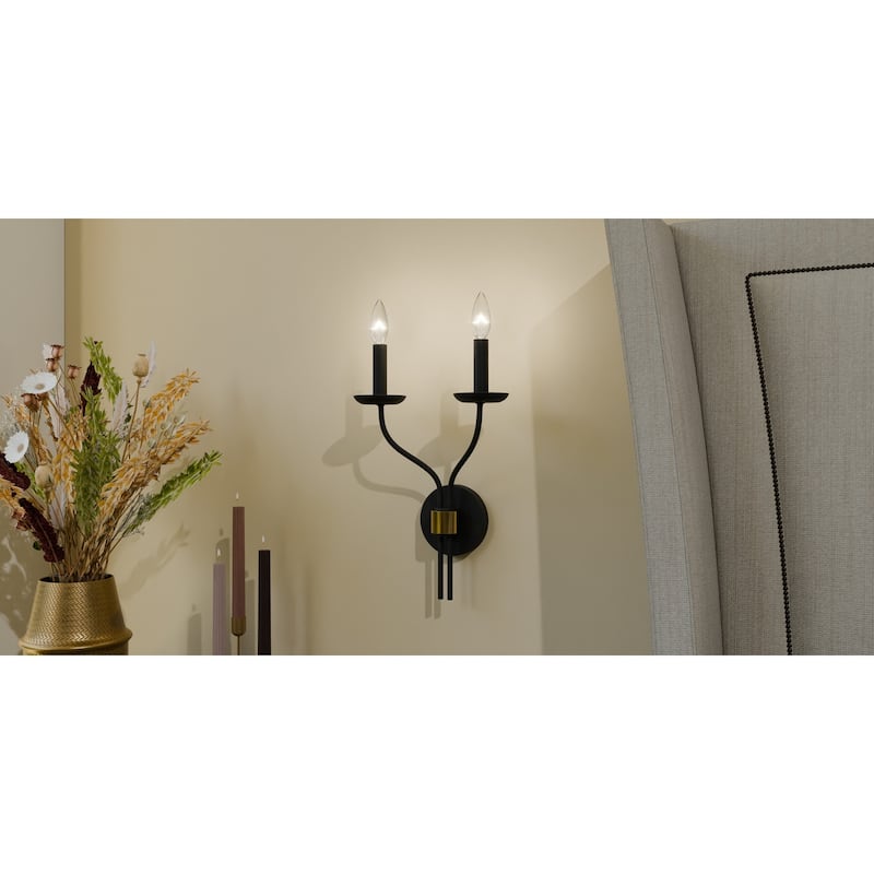 Margaret 2-Light Matte Black Wall Sconce