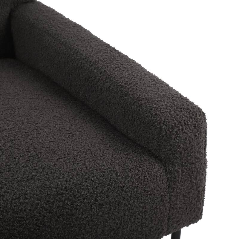 Boucle Fabric Accent Chair Lamb Wool Armchair with Metal Frame