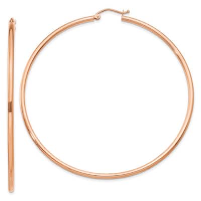 Curata 14k Rose Gold Polished Lightweight Tube Hoop Earrings - 67.5x68.75mm